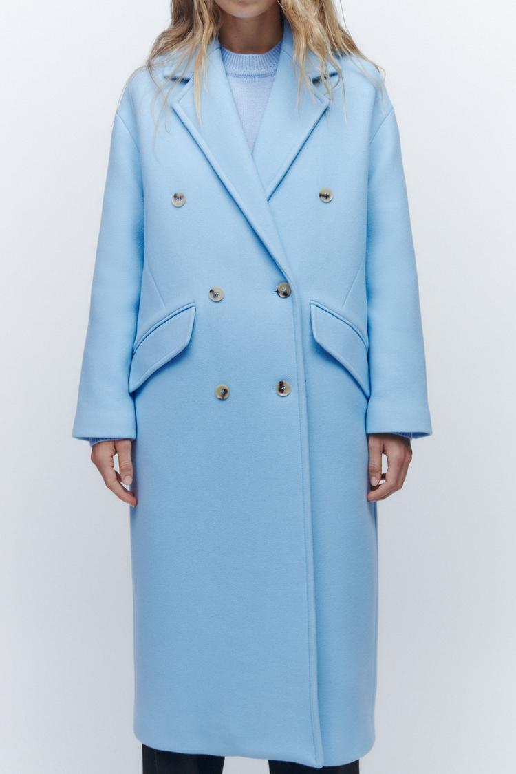 WOOL BLEND OVERSIZED COAT Sky blue ZARA United States